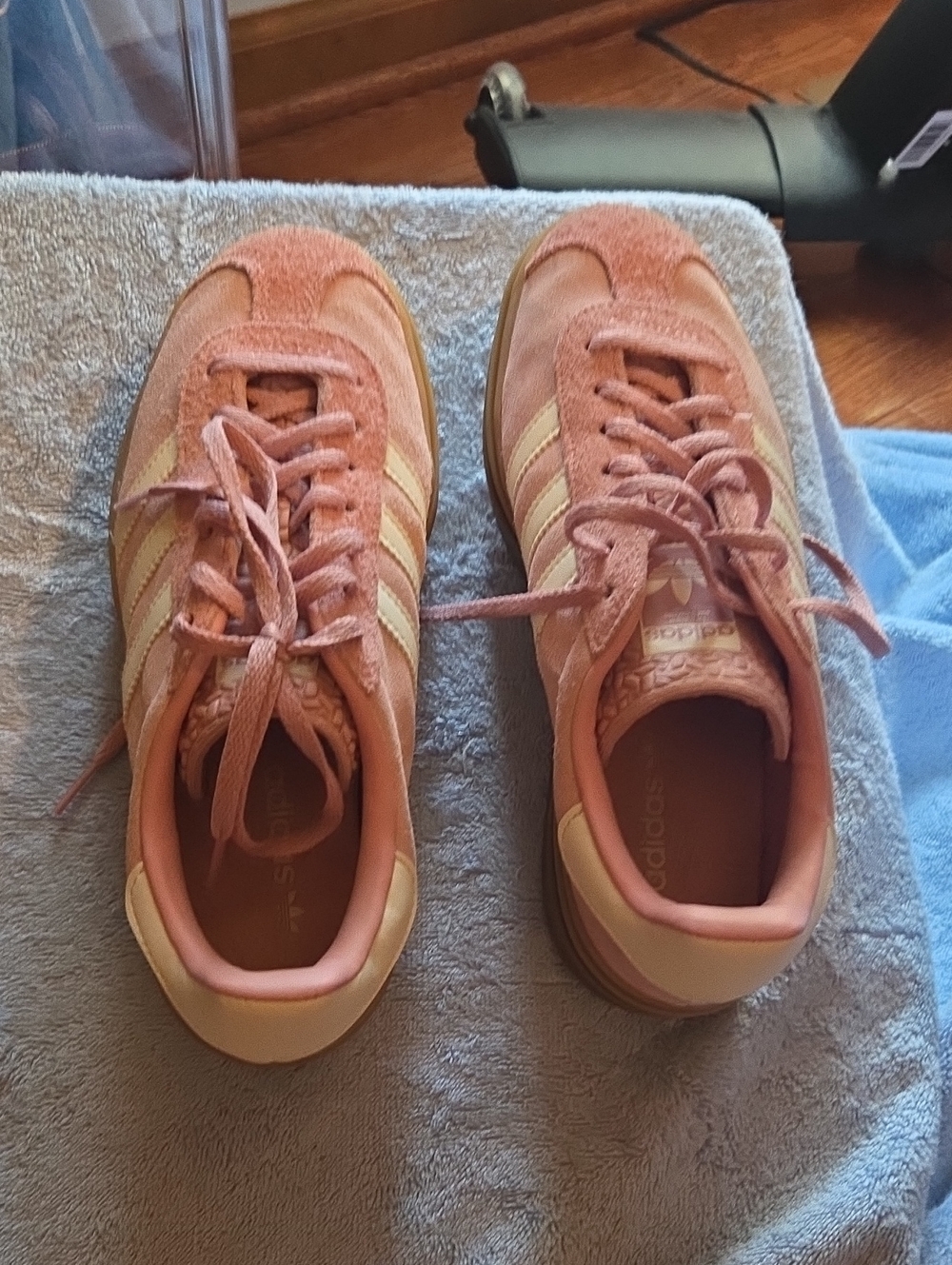 adidas Peach Suede Retro Low-Top Sneakers with Cream Stripes